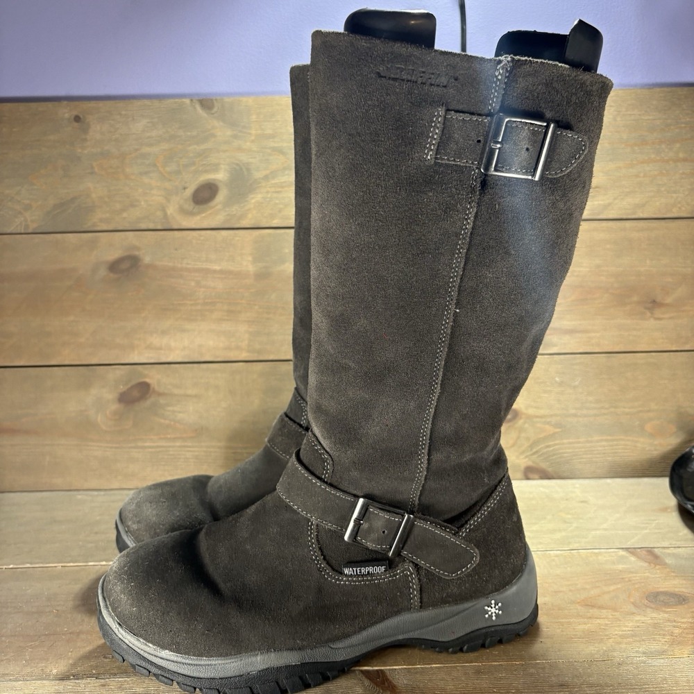 baffin charlee womens size 10 shoes gray suede engineer waterproof snow boots